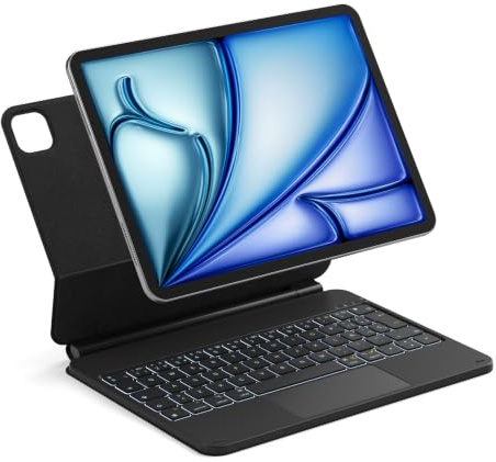 Inateck Neo Magic Teclado Magnético para Air 11'' M4/M3, Teclado de Ajuste Fácil para Air 6/5/4 Gen, iPad Pro 11 4/3/2/1 Gen, Soporte Flotante, Retroiluminación 7 Colores, con Trackpad, KB09119