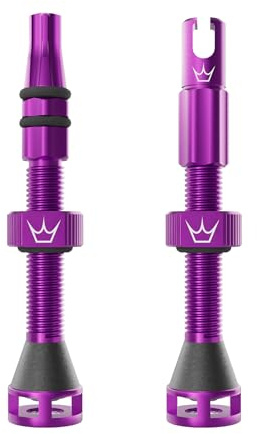 Peaty's Holeshot Fast Flow Tubeless Ventil - Hochdurchfluss-Design mit Anti-Verstopfungsfunktion für Dichtmittel, Schnelle Reifenmontage, 7075-Aluminium, MTB-kompatible Fahrrad Ventile, 42mm Violett