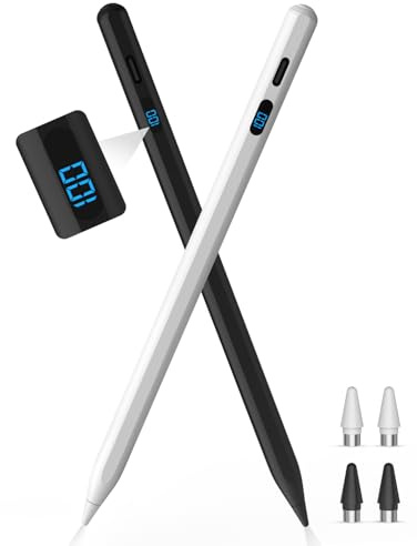 Digiroot Universal Tablet Stift mit LED-Leistungsanzeig 15-Min.Schnellladen | Stylus Pen Magnetischer Touchscreen Stift-Kompatibel mit Samsung/Huawei/Xiaomi Tablets&Handys,iPhone,Android, Weiß&Schwarz