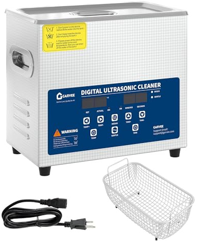 Garvee 6L Digital Ultrasonic Cleaner, Professional Cleaning Machine with 300W 0-80°c Heater & Digital Timer, 180W Commercial Stainless Steel Ultra Sonic Cleaner 40kHZ for Glasses Jewellery Metal