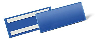 Durable Selbstklebende Etikettentasche, für Etiketten 1/2 A5 quer (210 x 74 mm), Packung à 50 Stück, dunkelblau, 179407