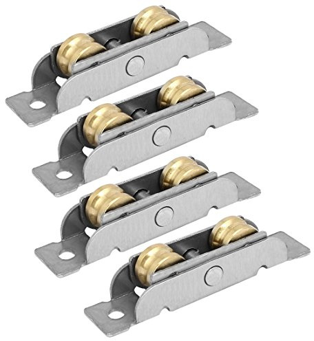 sourcing map 4pcs rodillos dobles correderas 64 mm Longitud Polea Rueda | 12 mm Diámetro, hoja de la ventana