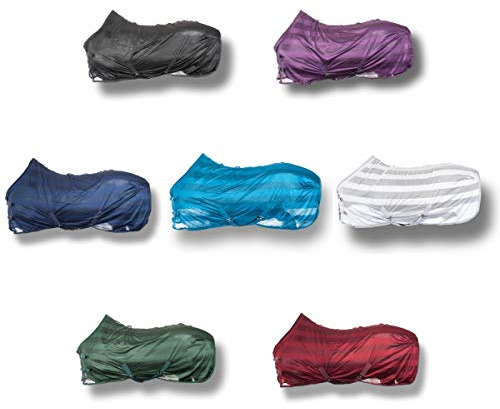 RL24 - Fliegendecke für Pferde Basicline | effektiver Schutz vor Insekten | Ekzemerdecke mit Verstellbarer Kreuzbegurtung | atmungsaktiv & strapazierfähig | Pferdedecke in Weinrot | 145cm