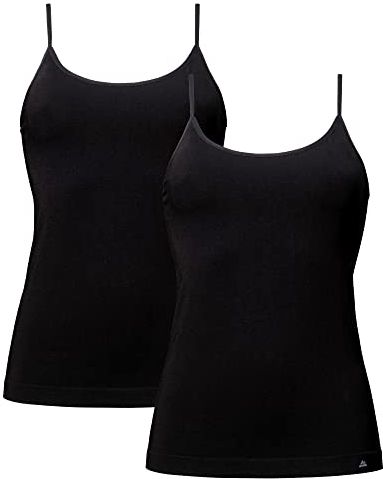 DANISH ENDURANCE Unterhemd Damen aus Viskose, 2 Pack Seamless (Schwarz, Medium/Large)