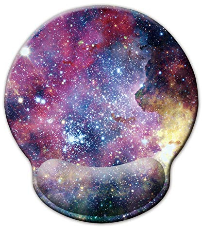 Jahosin Mauspad mit Handgelenkstütze, Pure Black Ergonomische Handgelenkauflage,bequemes Memory Foam Anti-Rutsch-Handgelenkpolster für Computer und Büro-25x23 Galaxy