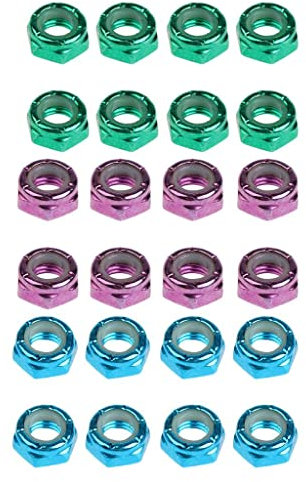 Harilla 24 Teilige Achsmuttern Kingpin Muttern Ersatz für Skateboard Longboard Trucks Muttern