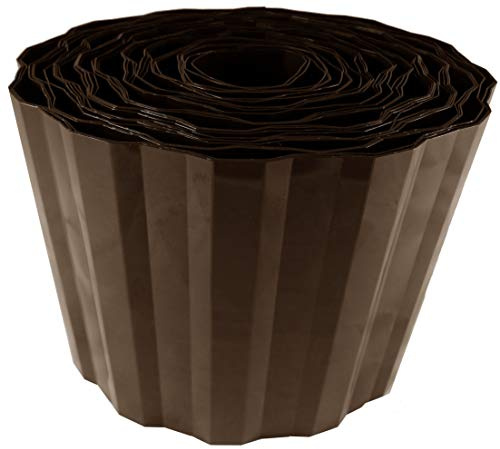 Garden-Profi Rasenkante 9m x 10cm, Beetbegrenzung, Raseneinfassung, Mähkante, Rasenrand, Beetumrandung, PET, Dunkelbraun, wetterfest, Made in Germany