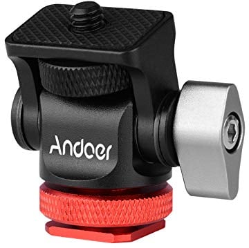 Mini Ball Head, Andoer Camera Monitor Mount Mini Ball Head with Cold Shoe Adapter for LED Video Light Monitor