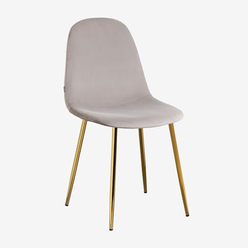 SKLUM Chaise de Salle à Manger en Velours Glamm Doré Gris Taupe