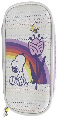 CYPBRANDS Snoopy Federmäppchen, Make-up-Kosmetiktasche, Schreibwaren, Büro, Schulmaterial, Organizer, Beige, offizielles Produkt