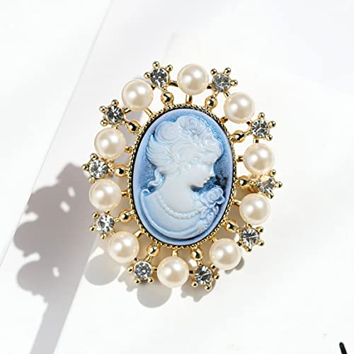 Vintage-Stil Mode Yong Mädchen Kopf Cameo Brosche mit Opal
