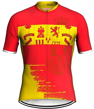DELIGUO Adsport-Trikots Für Herren - Spanien Sommer Kurzarm Radfahren Männer Jersey Rennrad Sport Kleidung Tragen Fahrrad Shirt MTB Top Covers Jacke Mantel Racer,Wie Gezeigt,M