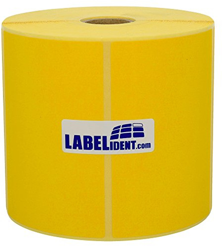 Labelident Thermoetiketten gelb 100 x 50 mm - 1.300 Thermodirekt Etiketten auf Rolle, stark selbstklebend, für Thermodrucker