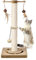 AUSCAT Cat Scratching Post with Multiple Interactive Toys, Vertical Sisal Cat Scratcher for Indoor Cats and Kittens- 63 cm 25 inches Beige