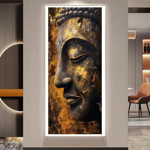 Diamond Painting XXL Groß 180x60 cm Diamant Painting Bilder Goldener Buddha Diamond Art Kits, DIY Basteln Erwachsene Malen Nach Zahlen Full Diamant Painting Malerei Stickerei Set Home Wand Dekor U211