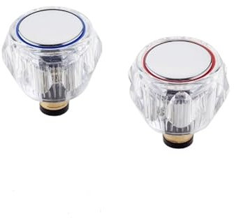 KINGBATH™ Tap Revivers Kit 1/2” Contract Standard Basin Sink Taps Mixers Heads Handles Valves Cartridges (Hot & Cold) Replacement(2 Pack/Pair) Crystal
