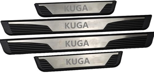 Auto Einstiegsleisten Schutz für Ford Kuga 1 2 3 2013-2018 2019 2020 2024, TüRschweller Schutz Leisten Schwellerleisten Interieur Ladekantenschutz Edelstahl Material, 4 Stück