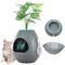 Eggloa6 Cat Litter Box Plant Hidden Litter Box Enclosure Planter Litter Tray with Smart Odor Removal System, Artificial Plants & Scoop, Secret Kitty Litter Box Furniture for Odor Control (Gray)