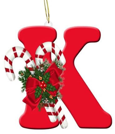 26 English Letters Christmas Tree Decorations, Christmas Acrylic Alphabet Letter Pendant, Xmas Tree Hanging Decor, Christmas Letter Pendants, DIY Christmas Decorations (K)