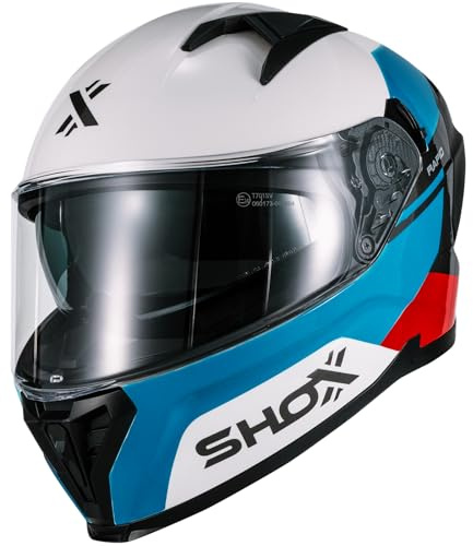 Shox Rapid Turbo Motorcycle Helmet L Gloss Blue White Red