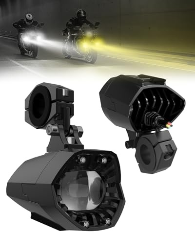 SUPAREE LED Zusatzscheinwerfer Motorrad Motorrad Nebelscheinwerfer E Geprüft motorrad Zusatzscheinwerfer LED mit E-Zulassung mit 6000K Weiß 3000k Gelbem Licht und Blitzmodus IP67 9-30V