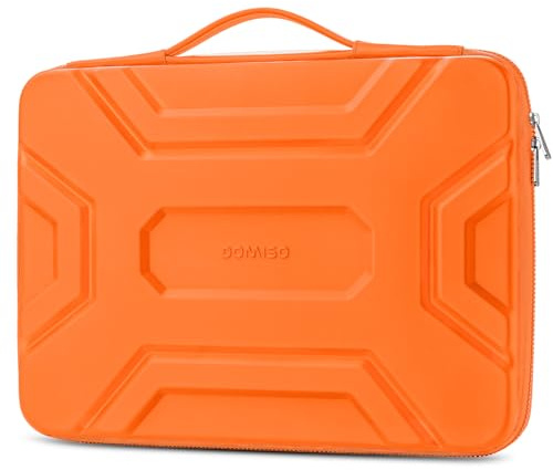 DOMISO 14 inch Laptop Sleeve with Handle Shockproof Waterproof EVA Protective Case for 14 HP Dell Asus Lenovo Laptop, Orange