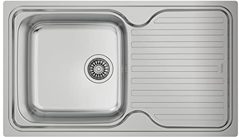 Teka Classic 1C 1E - Fregadero de 50 cm, Encastrado y Reversible, 1 Cubeta y Escurridor, Chapa de Gran Espesor, Insonorización, Color Acero Inoxidable
