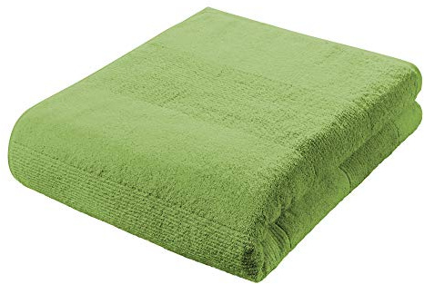 fleuresse Frottier 2828 großes Badetuch, mit Streifenbordüre und Kordelaufhänger, Ökotex Standard 100, Gewicht 550 gr. pro m², 90 x 200 cm, seegrün