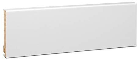 KGM Sockelleiste Modern – Weiß folierte Fußbodenleiste aus Fichte Massivholz RAL9016 – Maße: 2400 x 16 x 95 mm – 1 Stück