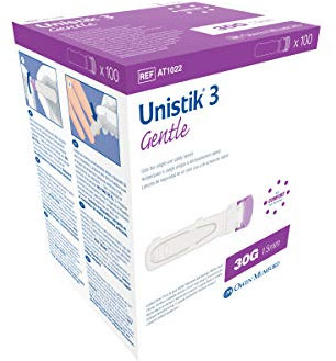 Lancetas de Seguridad Unistik® 3 Suave 100 uds - Medición Diabetes - Análisis de Glucosa