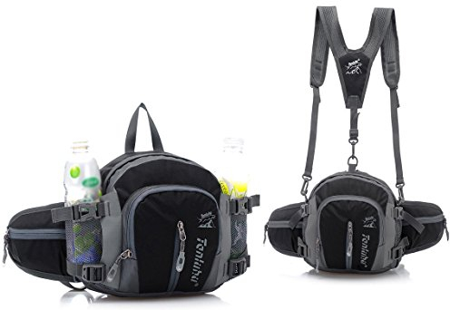 BXT Wasserdichte Reisen Hüfttasche Trinkgürtel mit 2 Flaschenhalter Bauchtasche Bergsteigen Gürteltasche Geld Gürteltasche Hip Pouch Laufgürtel für Wandern Outdoor