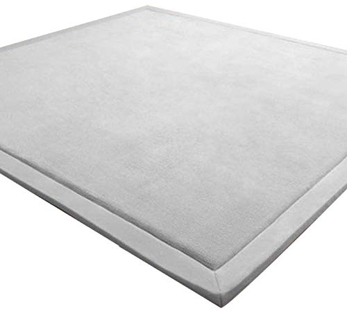 LEHOUR Verdickung Korallen Samt Teppich Kinder Krabbeldecke Weiche Tatami Teppiche Kinder rutschfeste Vergrößern Spielmatte (Grau, 100 * 200CM)