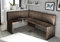 MyStyleWood Eckbank Marta Vintage Braun Küchenbank Sitzecke dick gepolstert Kunstleder pflegeleicht stabiles Holzgestell 142x196 cm Links