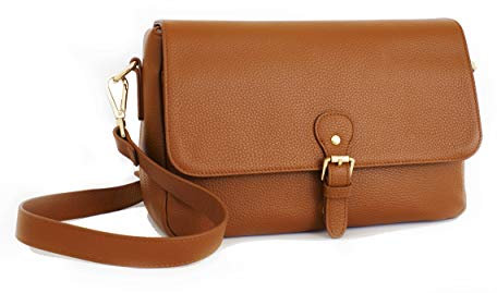 Meliae Camera Bag for Women, DSLR Mirrorless Camera Purse, Leather Shoulder Crossbody Messenger Travel Bag for Photographers (Brown)