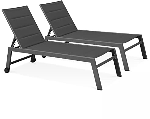 Oviala Sonnenliegen aus Aluminium, Grau, 2 Stück