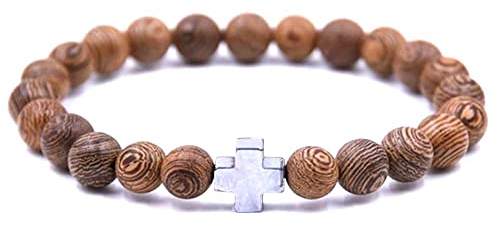 Lion & Son Holz-Perlen Armband Herren Buddha-Armreifen Damen-Armschmuck Gladiator Helm Wood Hamsa Skull Hantel Fitness Bracelet Hand gebunden Armreif Surfer Wasserfest
