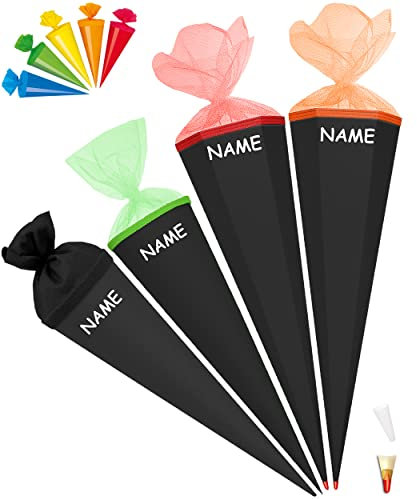 Set_ Schultüte - Rohling - SCHWARZ + 5 kleine Zuckertüten - 70 cm - rund - incl. Name - Filzabschluß - mit/ohne Kunststoff Spitze - Zuckertüte - Ursus - Jun..