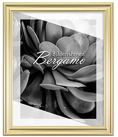 BIRAPA Bergamo Bilderrahmen Gold Schlicht- Optik - Bilder Rahmen 80x80cm - Fotorahmen Glas antireflex Plexiglasscheibe - Wanddeko Fotowand Fotogeschenke