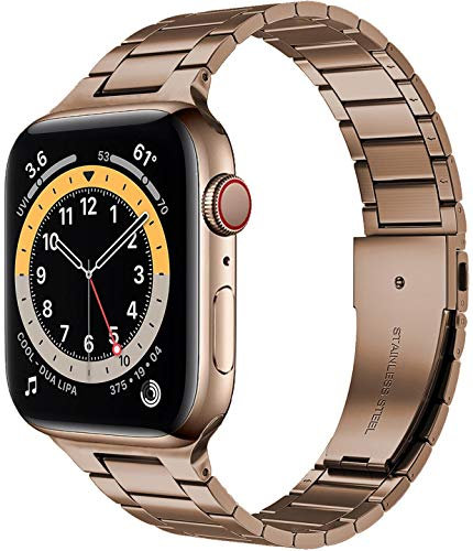 Miimall Correa Compatible con Apple Watch Ultra 49mm, Banda de Acero Inoxidable, Pulsera de Reemplazable, Repuesto Ajustable Correa de Metal para iWatch 42mm 44mm 45mm 49mm-Oro
