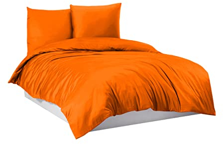 Mixibaby Bettwäsche Bettgarnitur Bettbezug 100% Baumwolle 135x200 155x220 200x200 200x220, Farbe:Orange, Größe:200 x 220 cm