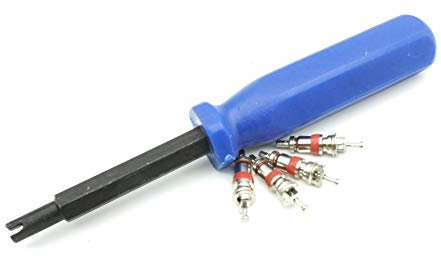 Felgenfactory 1x Ventilausdreher Eindreher + 4X Ventileinsätze Ventilschlüssel Blau Reparatur Schraubendreher