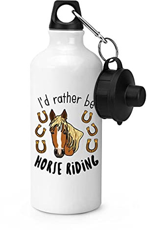 Gift Base I'd Rather Be Horse Riding Sports Bottle Water Gym 600ml White