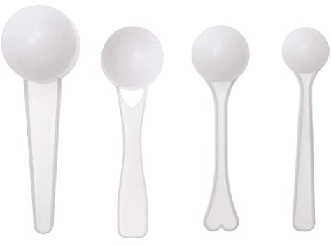 Sowaka 4 Pcs Measuring Spoons 1g 3g 5g 10g Plastic Teaspoon Tablespoon for Accurate Measure Coffee Protein Milk Scoops Spoon Home Kitchen Measuring Tool Pet Food