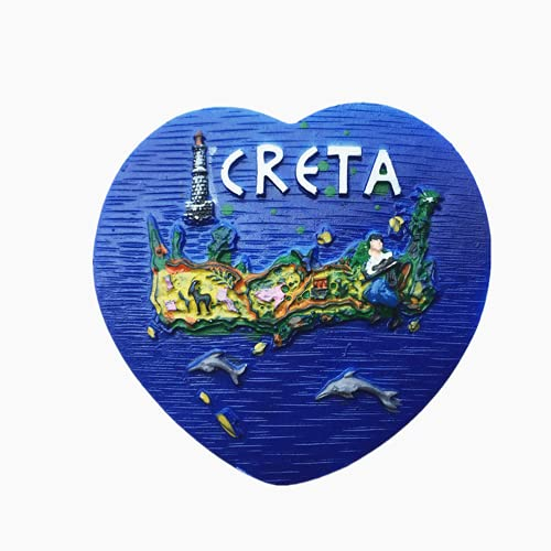 3D-Kühlschrankmagnet, Kreta, Griechenland, Reise-Souvenir, Geschenk, Kunstharz, handgefertigt