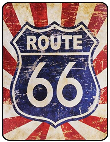 Tin Sign Vintage Retro Man Cave Bar Pub Shed Novelty Gift Aluminium Metal Tin Wall Décor Sign - USA US Route 66 Road Street Highway Red Blue