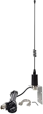 UAYESOK Antena Marina VHF 156-163 MHz Base de Barco aérea 38,8 cm (15,3 Pulgadas) con Cable coaxial RG58 de 5 m Conector PL259 y Soporte de Montaje en L para radioaficionado Marino móvil