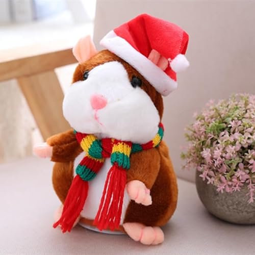 LONTG Talking Hamster Plush Toy Electric Repeats What You Say Animal Funny Interactive Electronic Mouse Kids Boyfriend Girlfriend Lover Xmas Gift Birthday Gift, Brown, One Size