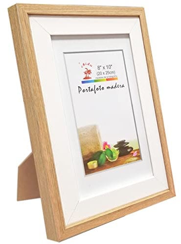 Dekorativer Bilderrahmen aus Holz, 20 x 25 cm, mit Standfuß und doppelschichtiger Rahmen (weißes Holz, 20 x 25 cm)