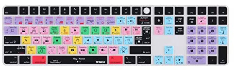 XSKN Tastenkombinationen und Sprachen Silikon Tastaturabdeckung kompatibel mit Apple 2021 iMac M1 Chip Magic Keyboard mit Touch ID und Ziffernblock A2520 Zubehör (EU&US-Version, Final Cut Pro)