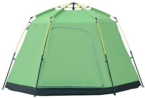 Outsunny Camping Zelt 6 Personen Zelt Familienzelt Kuppelzelt Kunstleder2000mm einfache Einrichtung für Familien Trekking Festival Stahl Glasfaser Grün 320 x 320 x 180 cm